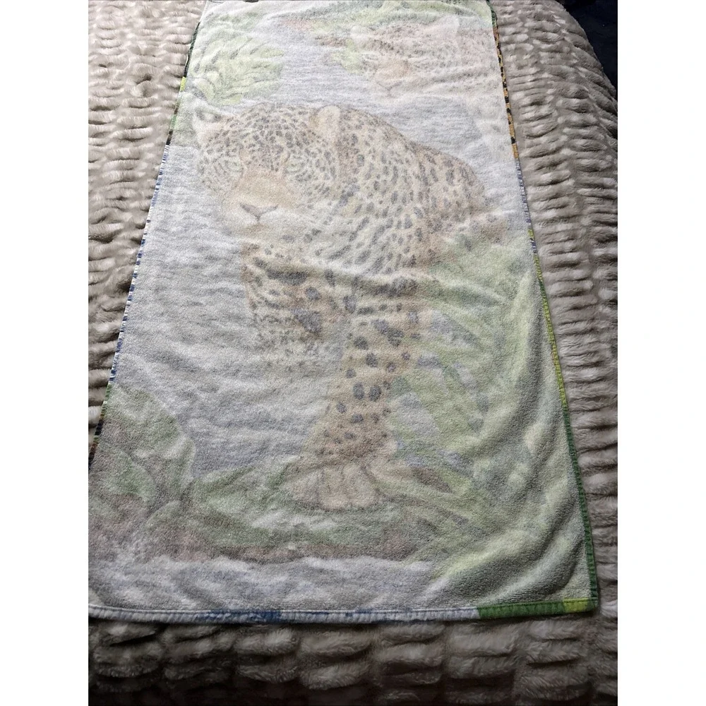 Vtg 90's Hilasal 100% Cotton Beach Towel Leopard Crossing Towel Jungle 53